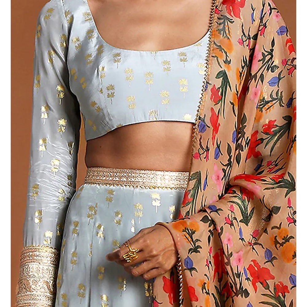 Masaba Gupta Pale Blue Wallflower Lehenga with Brand New w/ Box, Bag & Lipcolor!